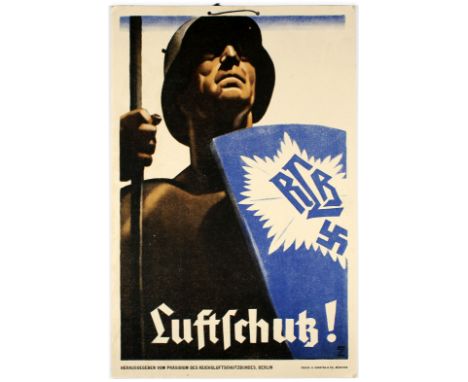 Original vintage propaganda poster Luftschutz - Air Raid Protection.  The air protection office was until 1933 the supreme au