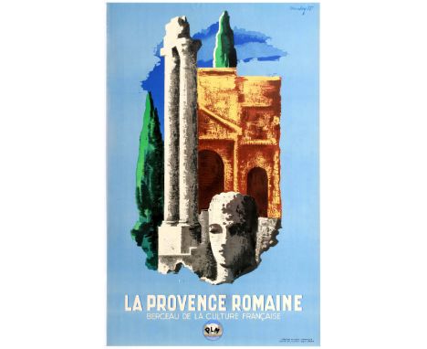 Original vintage travel poster: La Provence Romaine PLM. The Compagnie des chemins de fer de Paris à Lyon et à la Méditerrané