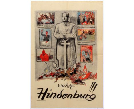 Original vintage German elections propaganda poster Woihlt Hindenburg! The 1932 German presidential elections were held on 13
