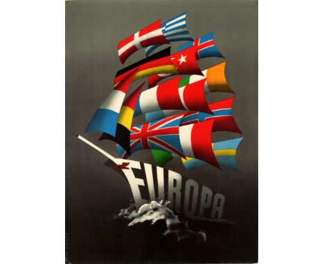 Original vintage poster featuring a design by the Dutch artist Reyn Dirksen (1924-1999) entitled All Our Colours To The Mast 
