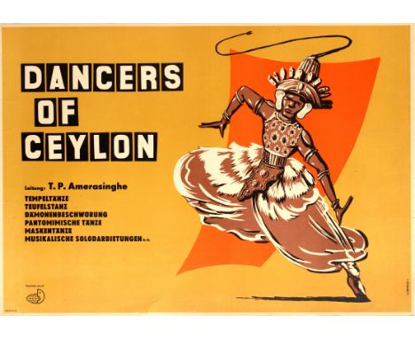 Original vintage movie poster for a documentary film featuring performances by T. P. Amerasinghe and the Ceylon (Sri Lanka) N