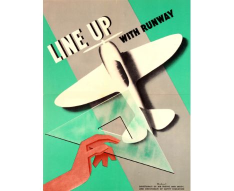 Original vintage safety poster: Line Up with runway. One of a series of posters published by the Directorate of Air Traffic a