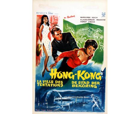 Original vintage movie poster for the Belgium release of the 1962 action adventure film "Hong Kong The City of Temptations" (