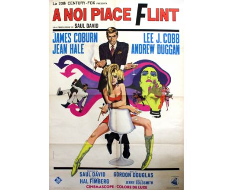 Large original vintage movie poster for the comedy adventure film, In Like a Flint, starring James Coburn (as Derek Flint), L