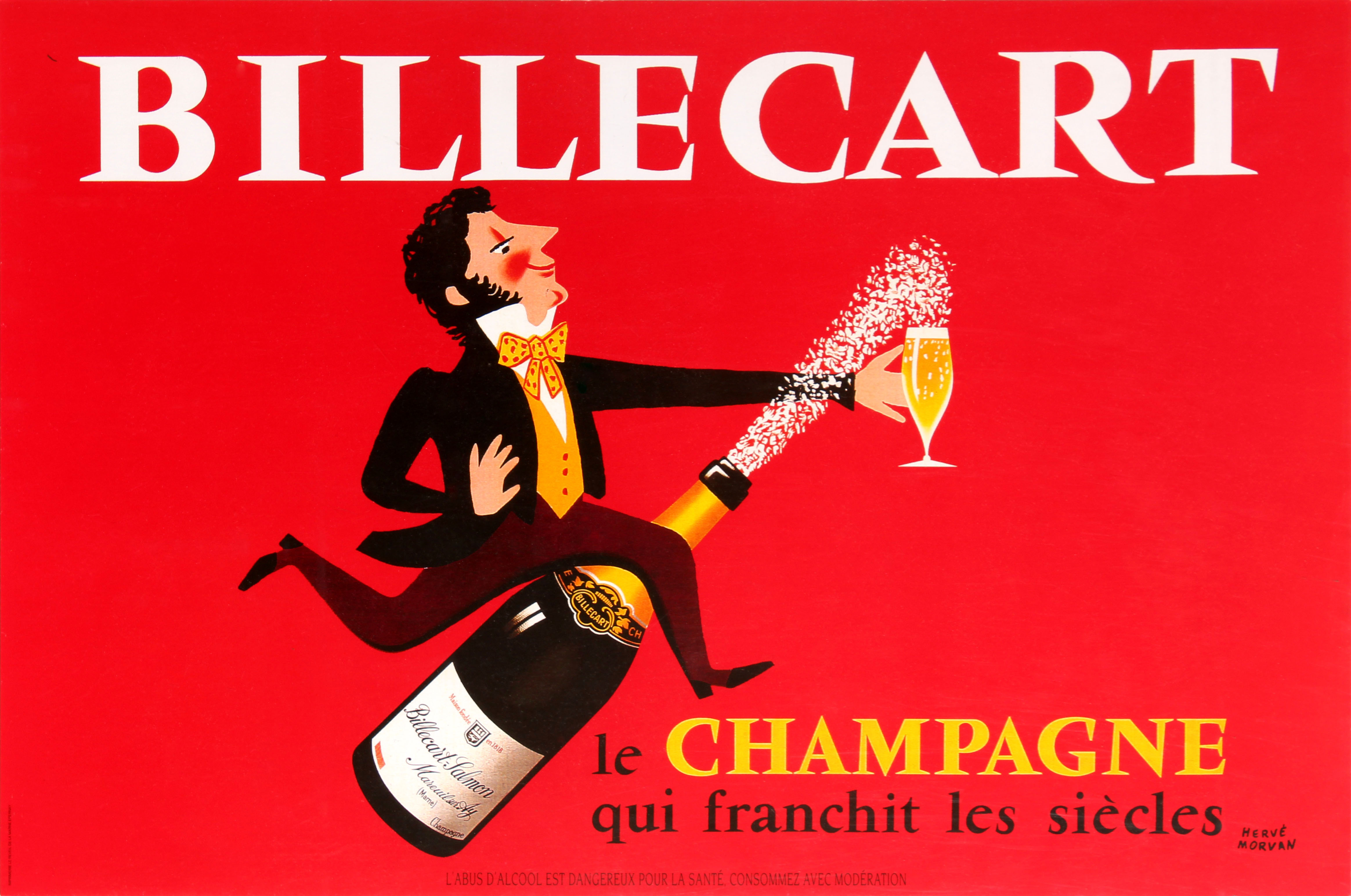 Original vintage drink advertising poster for Billecart the champagne