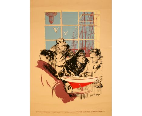 Original vintage poster advertising Rylard Marine Coatings, Llewellyn Ryland Limited, Birmingham 12. Art by Leslie A Wilcox p