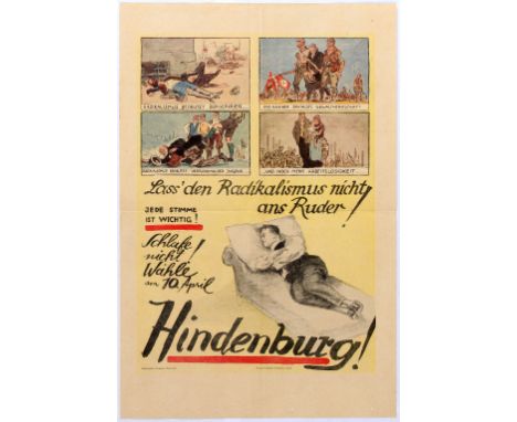 Original vintage German elctions propaganda poster Hindenburg! The 1932 German presidential elections were held on 13 March (