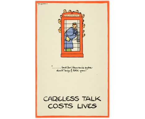 Original vintage World War Two poster by the notable British cartoonist and illustrator Fougasse (Cyril Kenneth Bird; 1887-19
