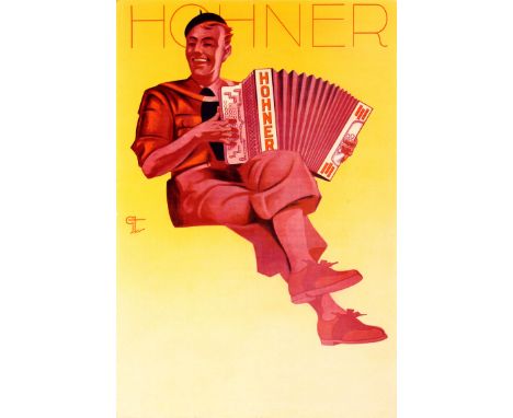 Original vintage advertising poster for Hohner, the German company specialised in the manufacture of musical instruments. Col