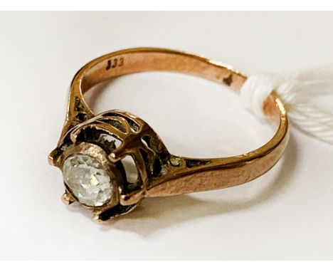 GOLD &amp; ROSE CUT DIAMOND 0.30 POINTS RING SIZE K/L