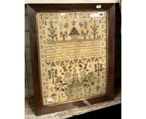 EARLY SAMPLER BY HARRIET COLEMAN AGED 10 - 1841 - 45CMS X 34CMS APPROX