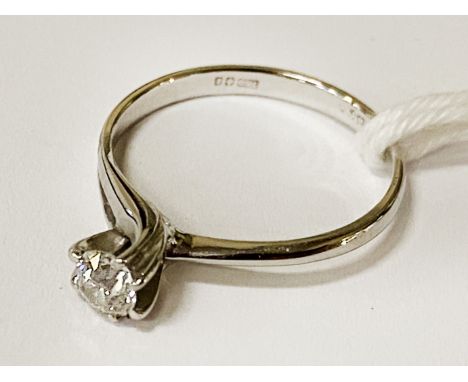 18K WHITE GOLD &amp; DIAMOND QUARTER CARAT RING SIZE M/N