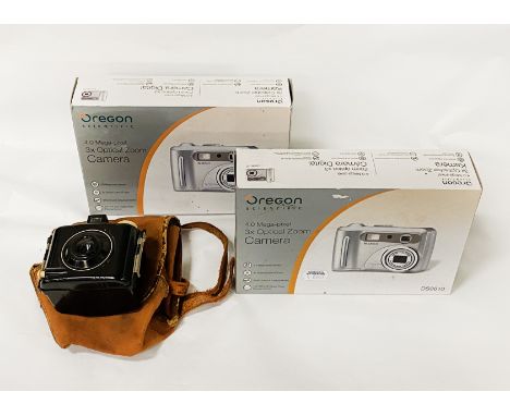 BROWNIE USA CAMERA WITH 2 BOXED OREGON SCIENTIFIC MEGA PIXEL CAMER