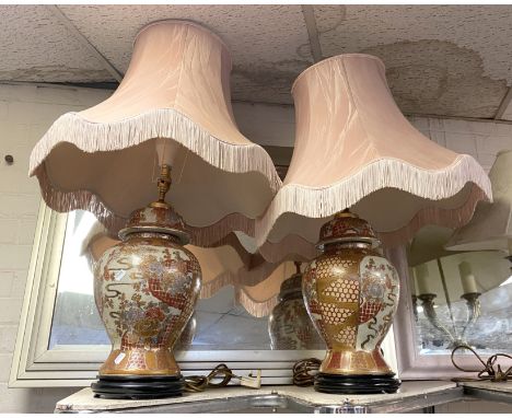 PAIR OF LARGE CERAMIC TABLE LAMPS