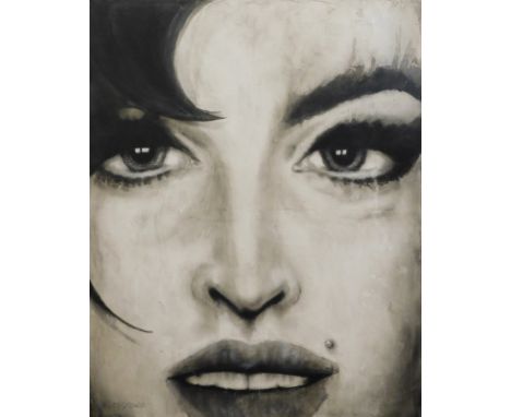 Joey Parkin (21stC). Original Amy, Back to Black portrait, mixed media, signed, 106cm x 85cm.