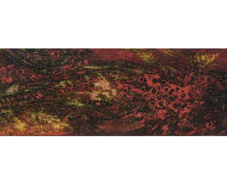Nora Sharpley (1912-2011). Post modern scene, signed lithograph, 2/2, 9cm x 23cm.