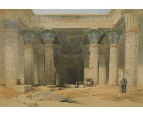 After Roberts. Grand Portcio at the Temple of Philae, Egypt, print after the original, 35cm x 49cm.
