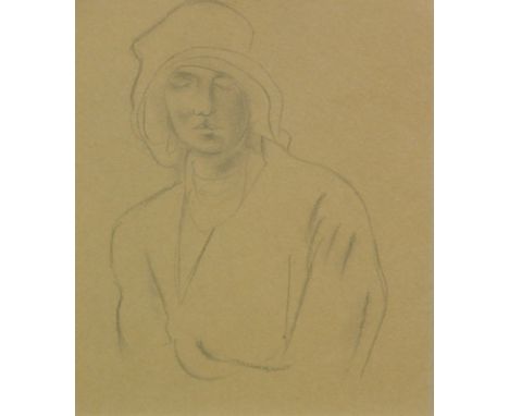Jacob Kramer (1892-1962). Russian gypsy portrait, pencil on paper, attributed verso, 19cm x 16cm.