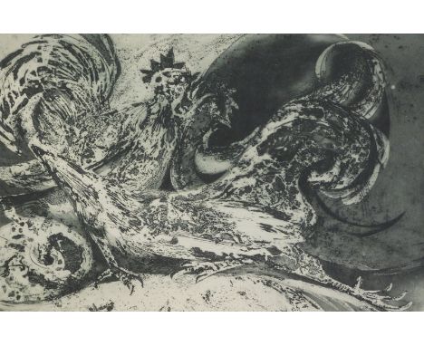 Nora Sharpley (1912-2011). Chickens, artist signed limited edition lithograph, 3/3, dated (19)64, 32cm x 46cm.