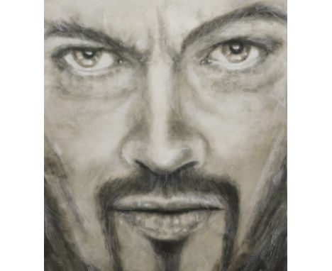 Joey Parkin (21stC). George Michael, Faith portrait, mixed media, signed, 105cm x 85cm.