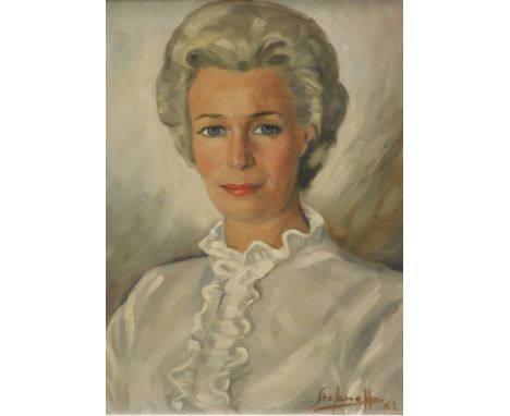 Christo Stefanoff (1898-1966). Portrait of a lady quarter profile, oil on canvas, signed and dated (19)62, 53cm x 40cm.
