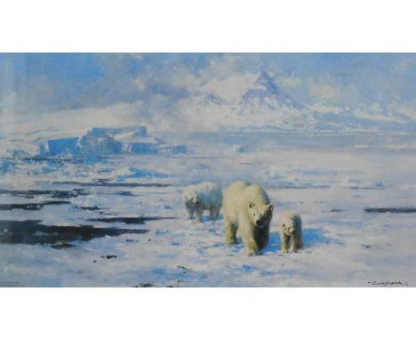 David Shepherd (1931-2017). Ice Wilderness, artist signed limited edition print, 898/1500, 22cm x 41cm.