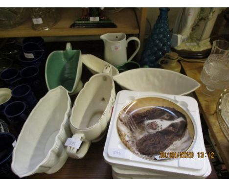 GROUP OF CHINA FLOWER HOLDERS AND CERAMIC COLLECTORS PLATES BY DANBURY MINT