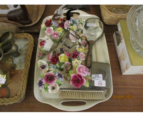 TRAY OF VARIOUS CERAMIC POSY VASES BY COALPORT AND OTHER MAKERS