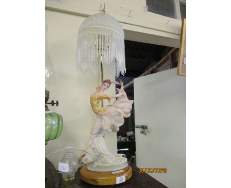 TABLE LAMP MODELLED AS A BALLERINA ON CIRCULAR WOODEN BASE