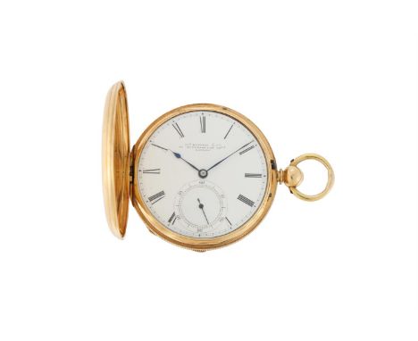 JAMES HODDELL & CO., LONDON  AN 18 CARAT GOLD FULL HUNTER POCKET WATCH, NO. 11160, CIRCA 1854Movement: Three quarter plate mo