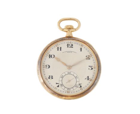 VACHERON & CONSTANTIN  A GOLD KEYLESS WIND OPEN FACE POCKET WATCH, NO. 244714Movement: Lever escapement, bimetallic split bal