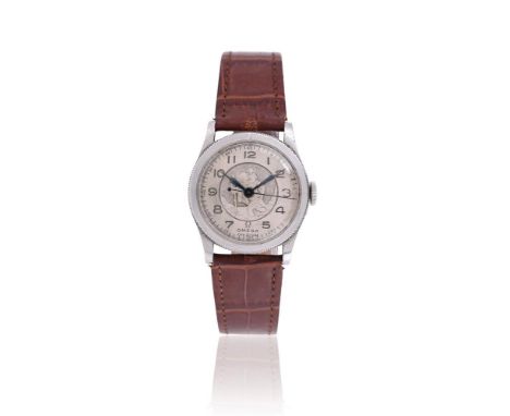 OMEGA, ST. CHRISTOPHER, REF. CK2041 A STAINLESS STEEL WRIST WATCH, NO. 9757523, CIRCA 1939Movement: Cal. 23.4SC, manual wind,