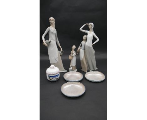 A collection of porcelain to include Villeroy and Boch and Continental figures including Nao. H.39cm (Tallest) 