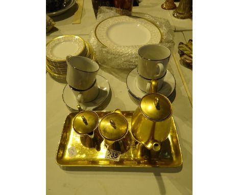 Bavarian gilded coffee set and four Royal Worcester cups and saucers
