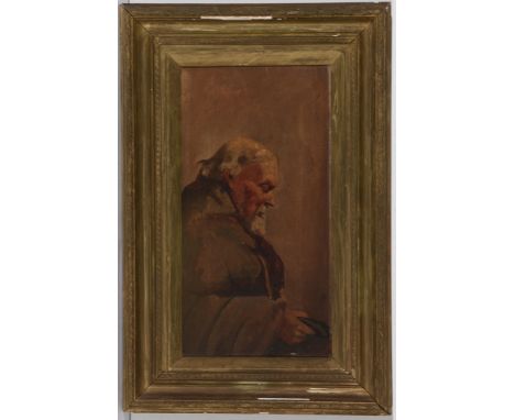 19th Century British School - "Old Tommy Ferens" - a portrait of a bearded man, oil on canvas, 49.5 x 25cms, in frame.