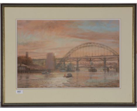 Walter Holmes - "The Tyne Bridge, Newcastle", signed, pastel, 35 x 52.5cms, in frame.