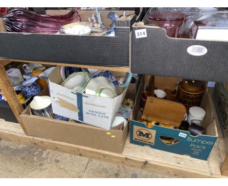 Four boxes of Hornsea Heirloom, Solian Ware Art Deco tableware and various jugs