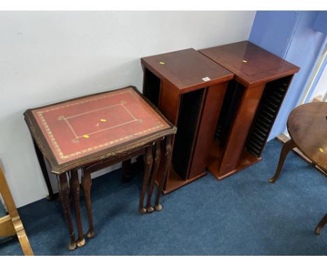 Two CD stands and a nest of tables
