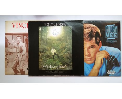 POP MUSIC, signed LP covers, inc. Bobby Vee (Best of), Tony Christie (With Loving Feeling), Leo Sayer (eponymous), New Vaudev