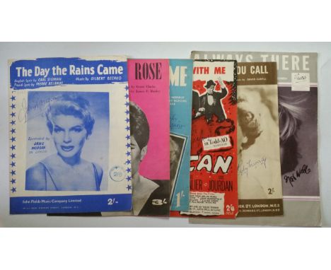 POP MUSIC, signed sheet music booklets, inc. Shirley MacLaine (Can-Can), Barbra Streisand (Second Hand Rose, first name only)