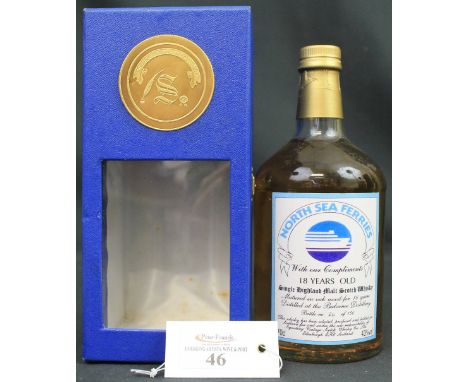 North Sea Ferries 18 years old, Single Highland Malt Scotch Whisky, matured in oak wood for 18 years, distilled at the Balven