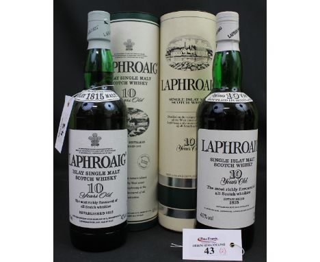 Two bottle of Laphroaig Single Islay Malt Scotch Whisky, 10 years old, both 40% vol., one 75cl. the other 70cl., both in orig