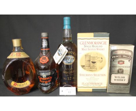 Grant's Royal 12 years old finest Scotch whisky  1 Litre / 86 US proof, Bowmore Islay single malt Scotch whisky 12 years old 