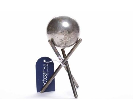 GLASGOW INTEREST SILVER COMMEMORATIVE LAWN BOWL JACK
maker William Henry Prout, Edinburgh 1966, with silver plated tripod sta