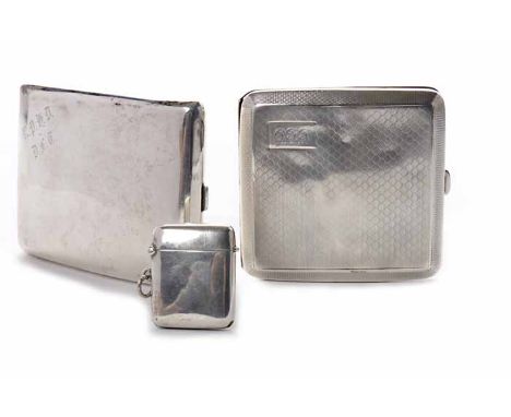 GEORGE V SILVER CIGARETTE CASE
maker A & J Zimmerman Ltd, Birmingham 1923, of plain rectangular form, engraved with initials 