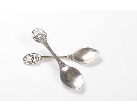 SCOTTISH IONA SILVER 'VIKING LONG BOAT' SPOON
maker Alexander Ritchie (Iona Celtic Art), Birmingham 1939, 12cm long; together