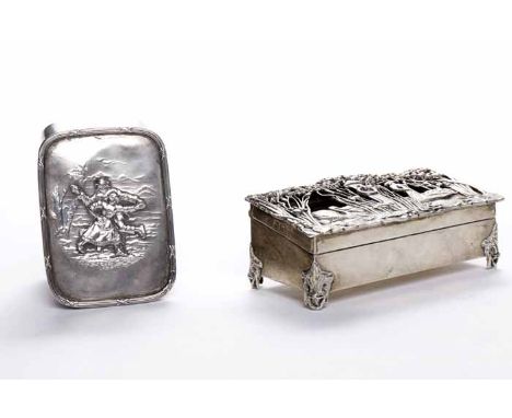 EARLY GEORGE V SILVER POT POURRI BOX
maker William Comyns & Sons, London 1912, of rectangular form, the angled lid pierced an