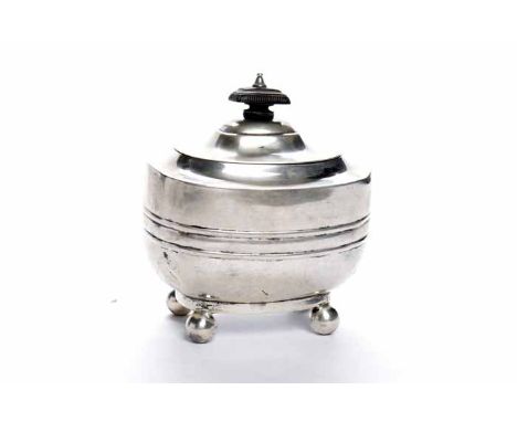 EARLY GEORGE V SILVER TEA CADDY
maker Thomas Bradbury & Sons Ltd, Sheffield 1912, of rectangular form with hinged lid, carved