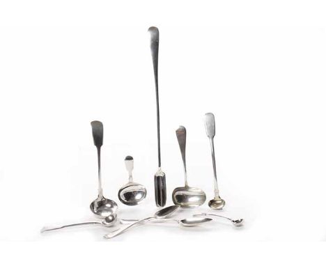 LOT OF LATE GEORGIAN AND LATER UNUSUAL SILVER FLATWARE
including a long silver scoop, maker J Collyer & Co Ltd, Birmingham 19