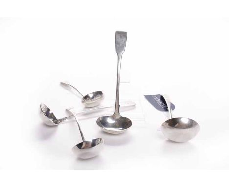 TWO 19TH CENTURY SCOTTISH PROVINCIAL SILVER TODDY LADLES
including a Scottish fiddle pattern ladle, maker William Jamieson, A